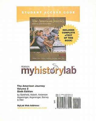 MyHistoryLab with Pearson eText -- Standalone Access Card -- for the American Journey Volume 2 (Myhistorylab (Access Codes))