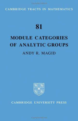 Module Categories of Analytic Groups (Cambridge Tracts in Mathematics)